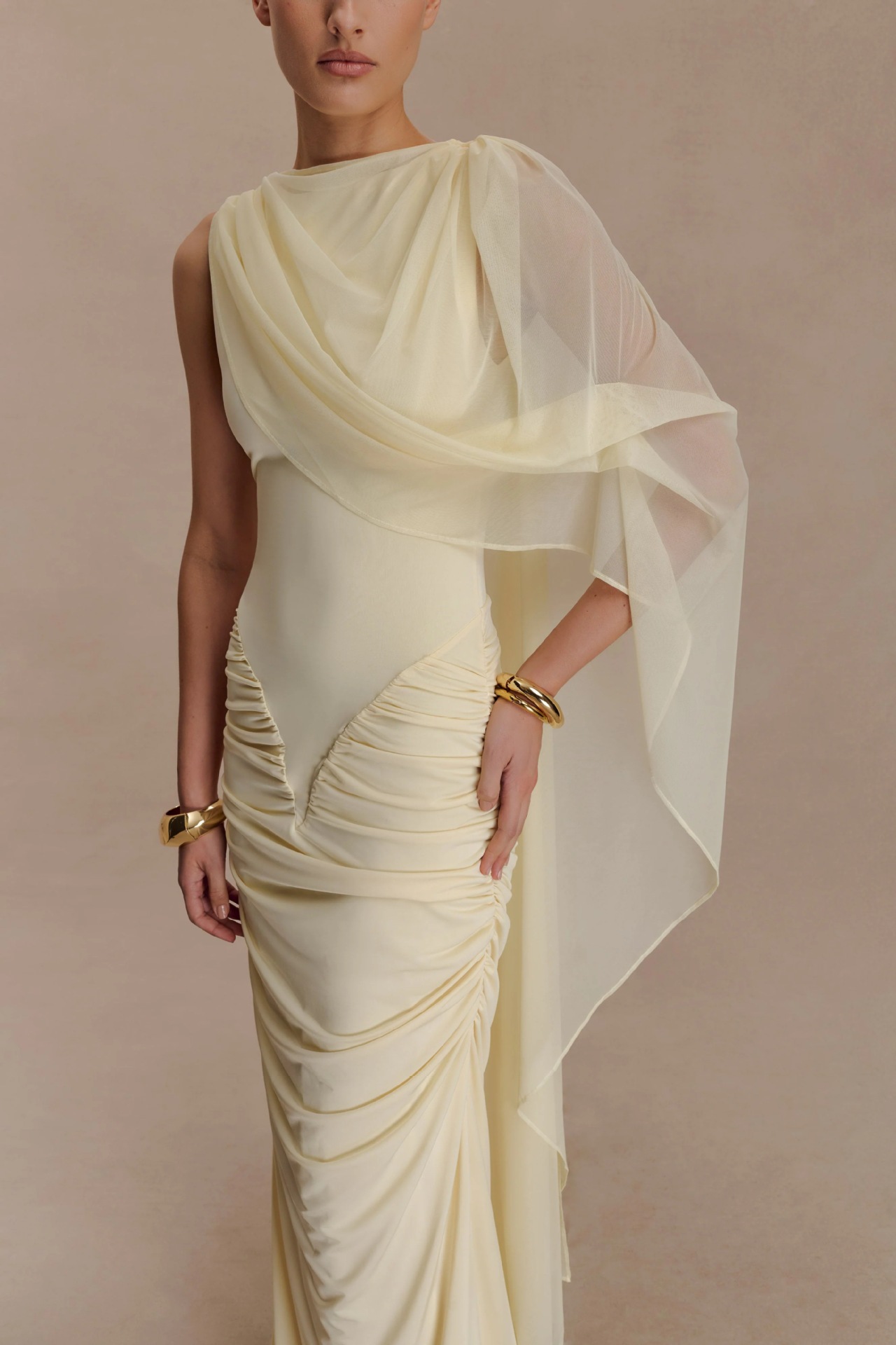 Women'S Holiday Formal Wear - Yellow Women Prom Dress With Wrap