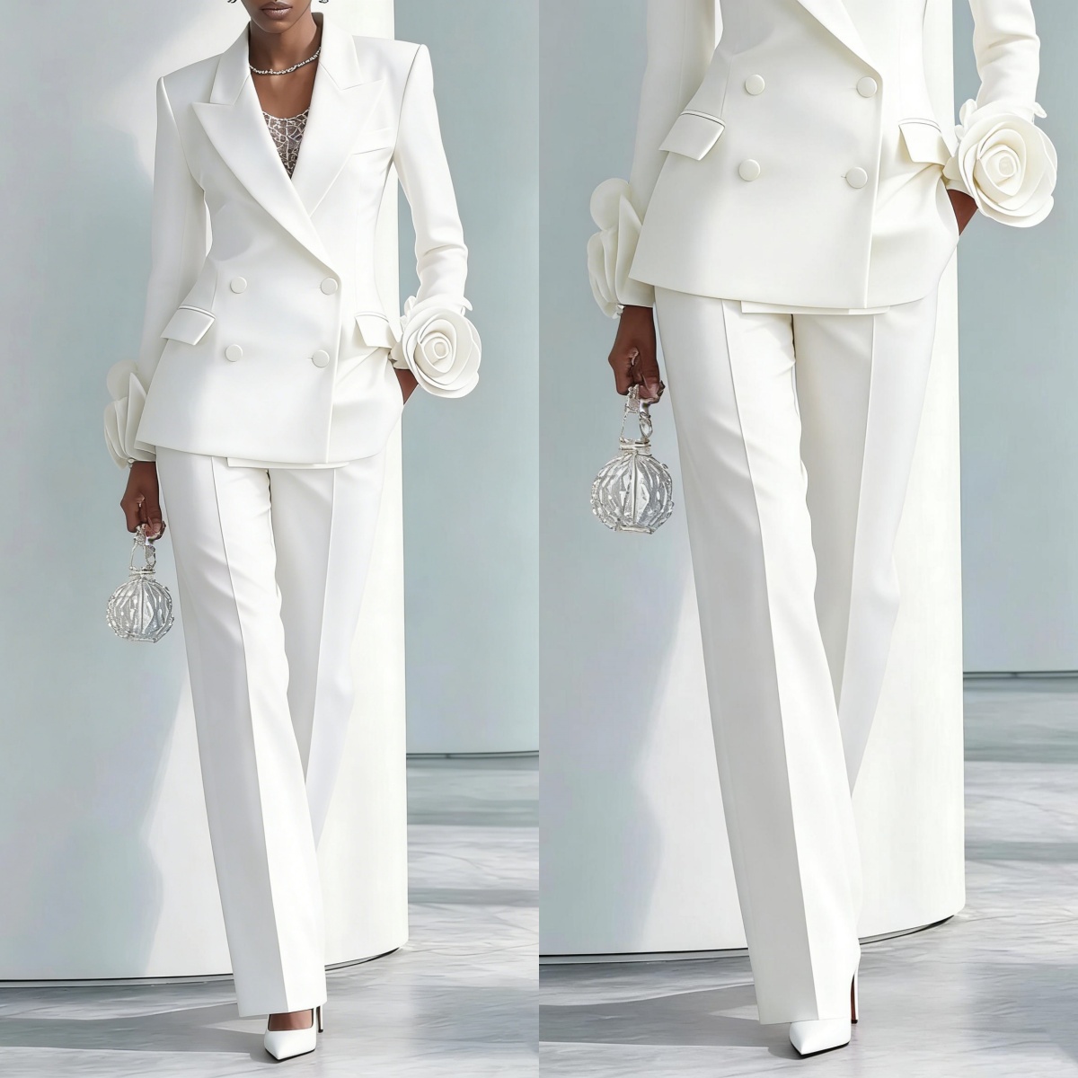 2 Pieces White Flowers Women P - đánh giá và giá Women Formal Wear For Graduation
