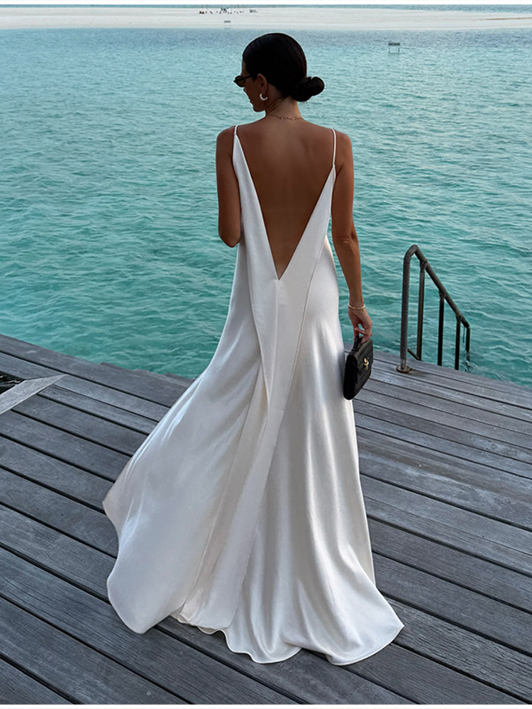 Stylish White Slip Maxi Dress  - đánh giá và giá Women'S Holiday Formal Wear